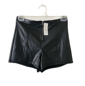 Bozzolo Black Faux Leather Shorts New